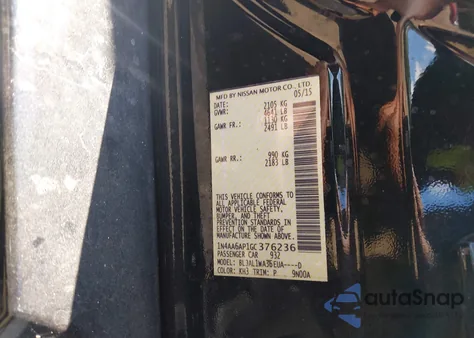 2016 Nissan Maxima 3.5 Sr z USA, uszkodzony, nr VIN 1N4AA6AP1GC376236